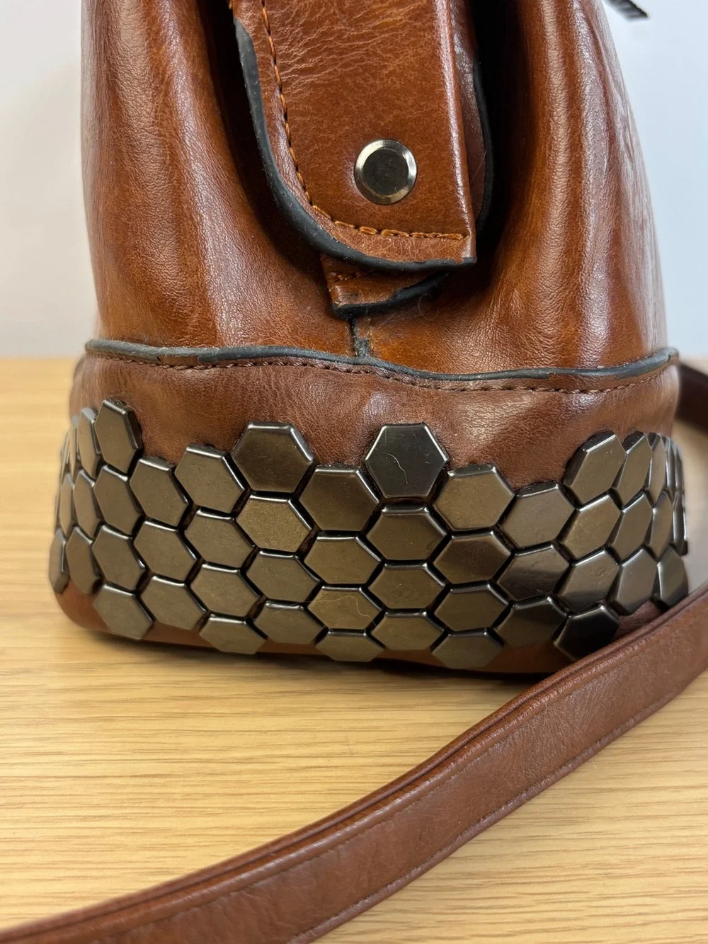Vintage Inspired Doctor Bag Shape Gun Metal Rivets in Hexagonal Form- Unbranded